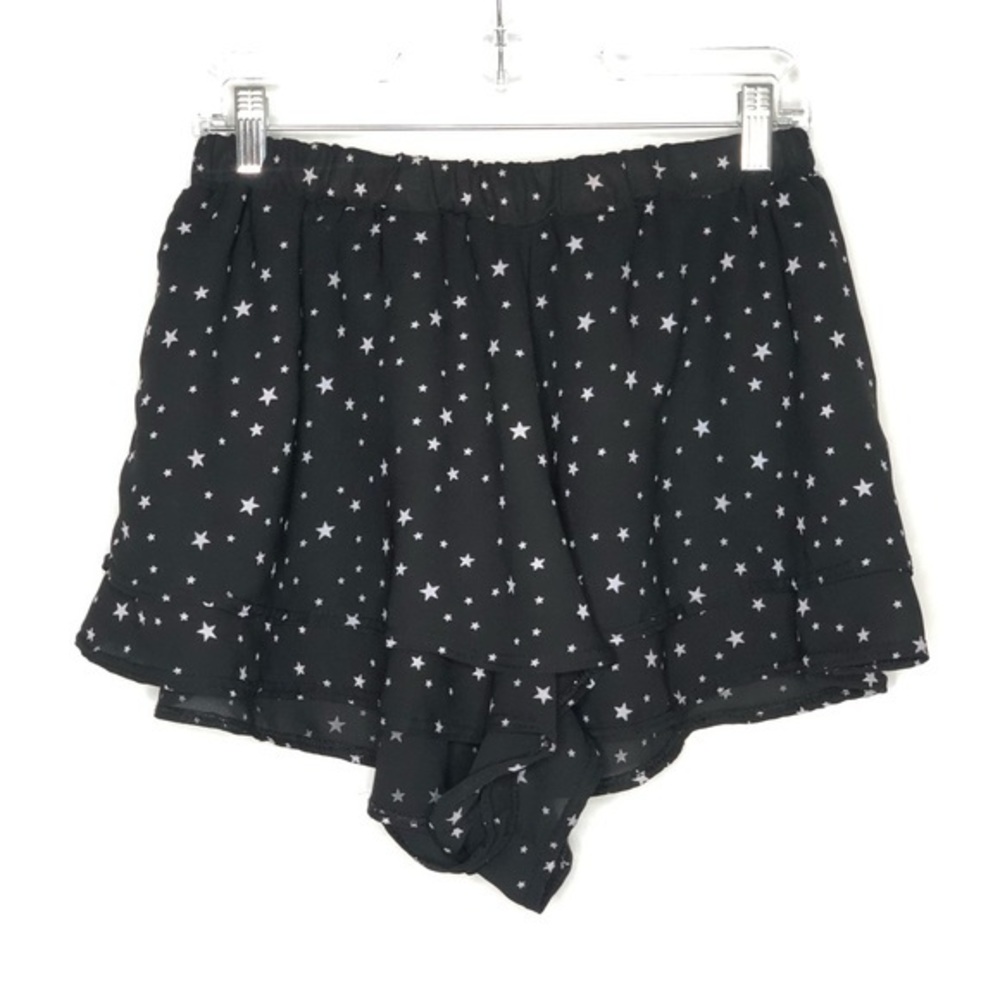 Nasty Gal Layered Pajama Shorts Size 10 Black with Star Print